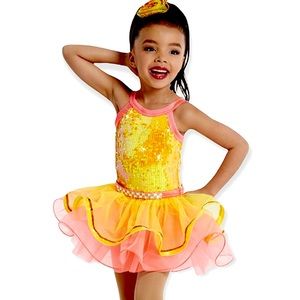 Weissman Yellow Sequin Dance Costume